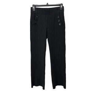 Betabrand Boot-Cut Six-Button Dress Pant Yoga Pants Black Pinstripe Size XS XSP